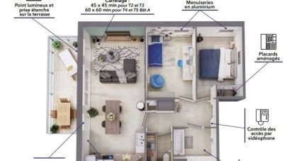 Appartement 2 pièces de 49 m² à Villeurbanne (69100)