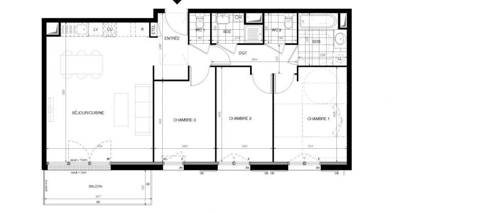 Appartement 4 pièces de 76 m² à Provins (77160)