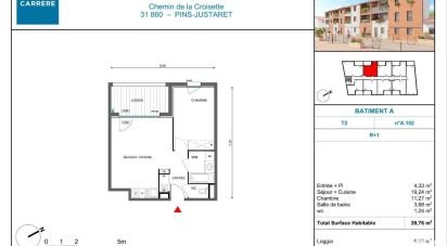 Appartement 2 pièces de 40 m² à Pins-Justaret (31860)