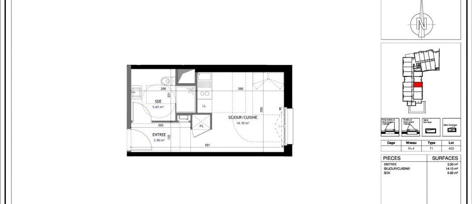 Apartment 1 room of 23 m² in Joué-lès-Tours (37300)