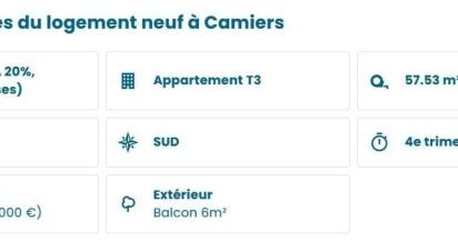 Appartement 3 pièces de 57 m² à Camiers (62176)