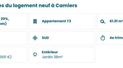 Appartement 3 pièces de 61 m² à Camiers (62176)