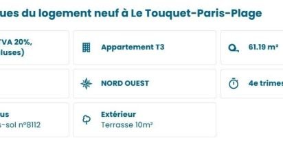 Apartment 3 rooms of 61 m² in Le Touquet-Paris-Plage (62520)