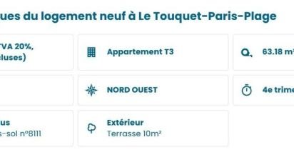 Appartement 3 pièces de 63 m² à Le Touquet-Paris-Plage (62520)