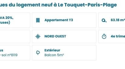 Appartement 3 pièces de 63 m² à Le Touquet-Paris-Plage (62520)