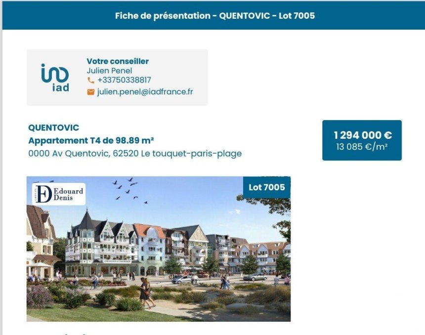 Appartement 4 pièces de 99 m² à Le Touquet-Paris-Plage (62520)