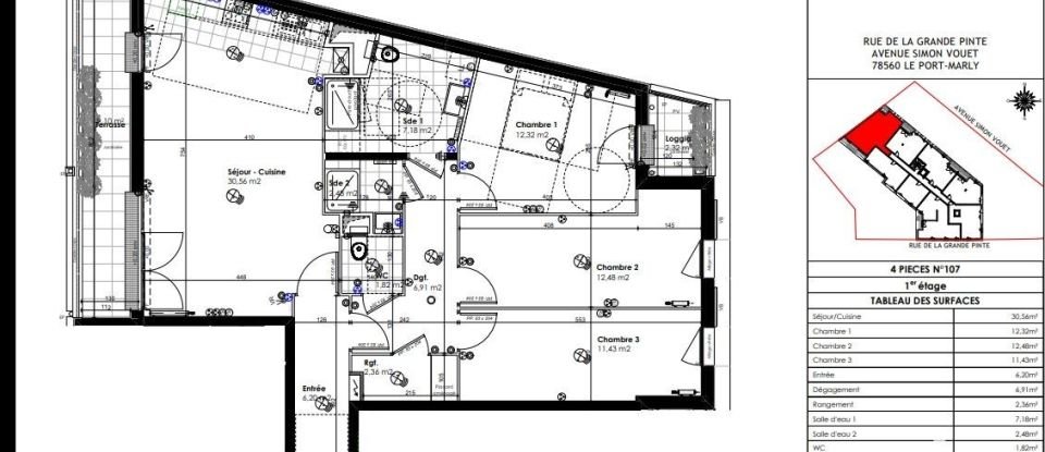 Appartement 4 pièces de 93 m² à Le Port-Marly (78560)