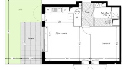 Appartement 2 pièces de 44 m² à Villeneuve-lès-Avignon (30400)