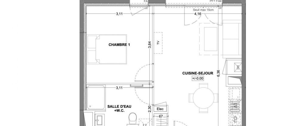 Apartment 2 rooms of 43 m² in Thorigné-Fouillard (35235)