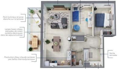 Appartement 3 pièces de 62 m² à Vitrolles (13127)