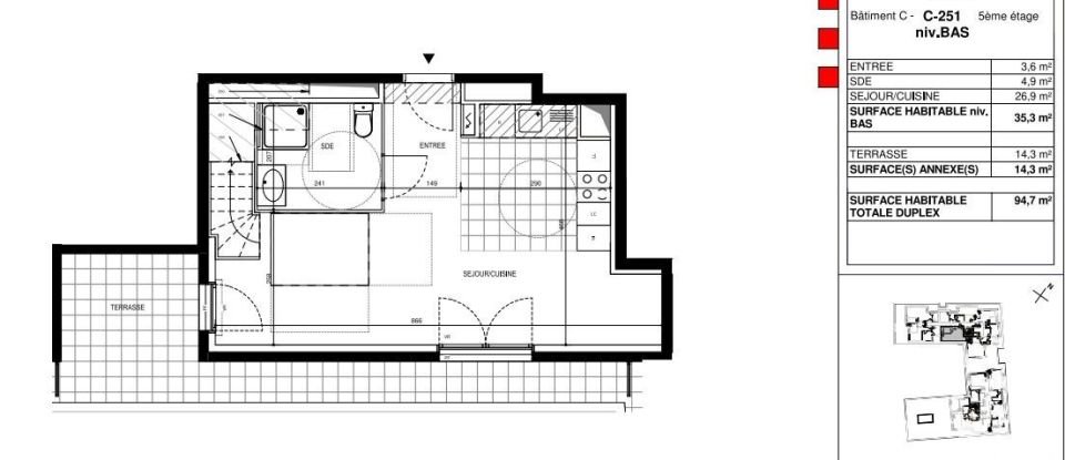 Appartement 4 pièces de 94 m² à Massy (91300)