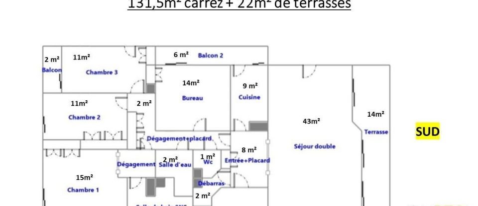 Appartement 5 pièces de 130 m² à Vaucresson (92420)