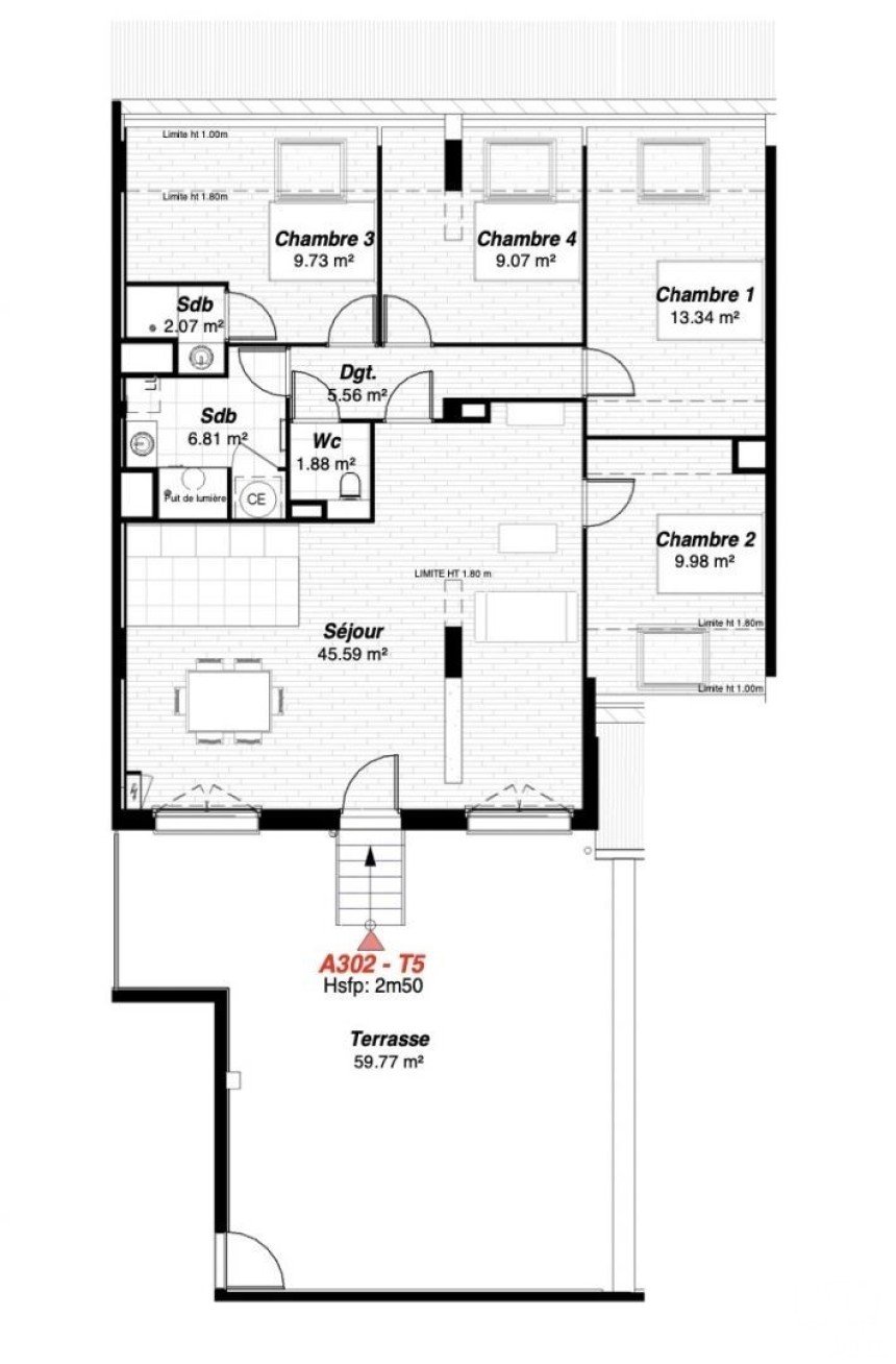 Appartement 6 pièces de 104 m² à Reims (51100)