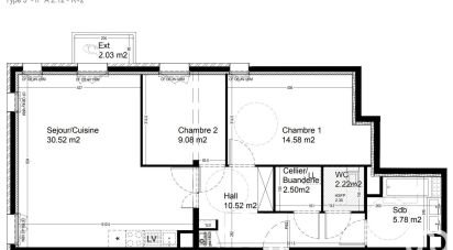 Appartement 3 pièces de 75 m² à Croix (59170)