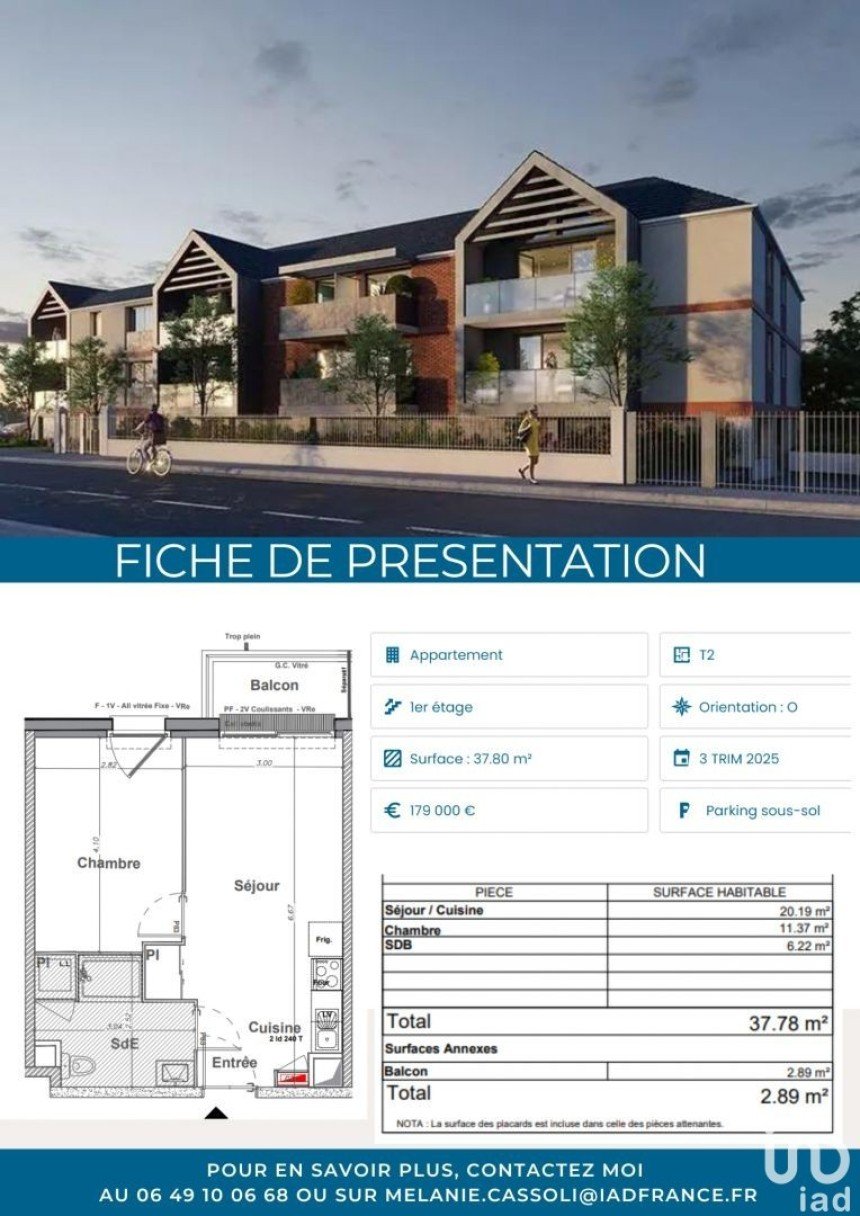 Appartement 2 pièces de 37 m² à Saint-Jean-le-Blanc (45650)