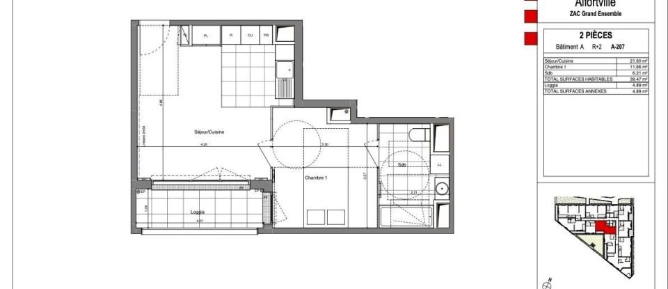 Appartement 2 pièces de 39 m² à Alfortville (94140)
