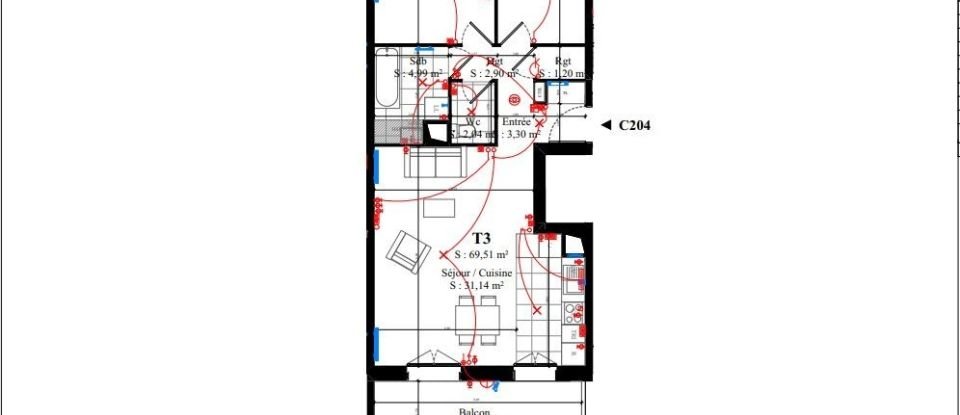 Apartment 3 rooms of 69 m² in Rungis (94150)