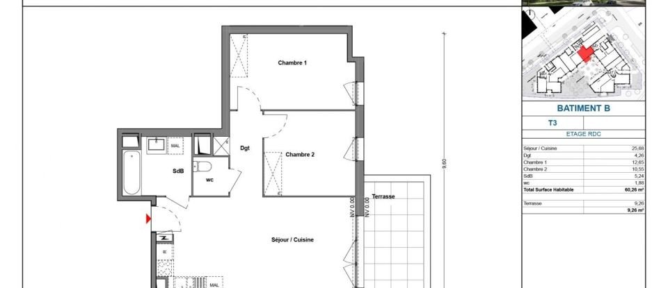 Appartement 3 pièces de 60 m² à Créteil (94000)