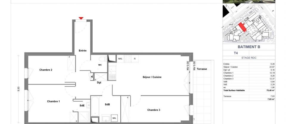 Apartment 4 rooms of 75 m² in Créteil (94000)