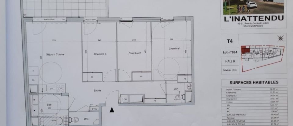 Appartement 4 pièces de 70 m² à Morangis (91420)