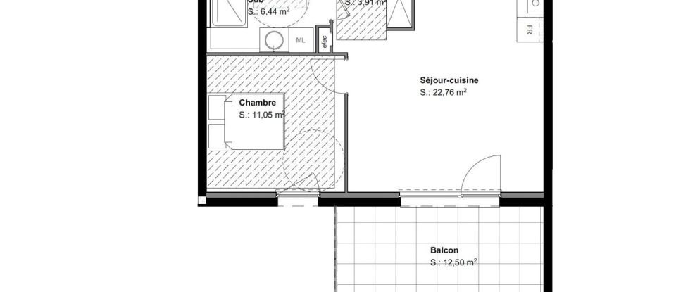 Apartment 2 rooms of 44 m² in Wattwiller (68700)