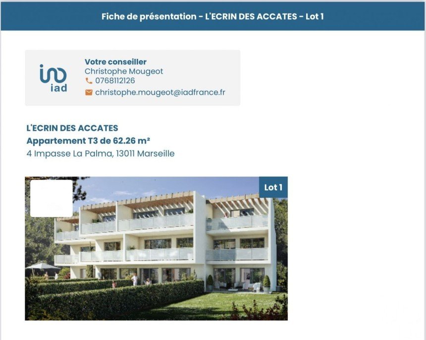 Appartement 3 pièces de 62 m² à Marseille (13011)
