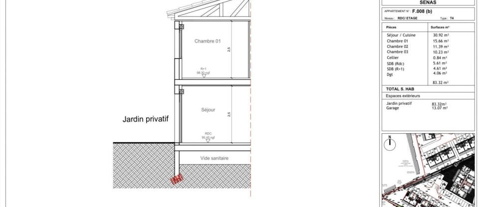 Appartement 4 pièces de 83 m² à Sénas (13560)