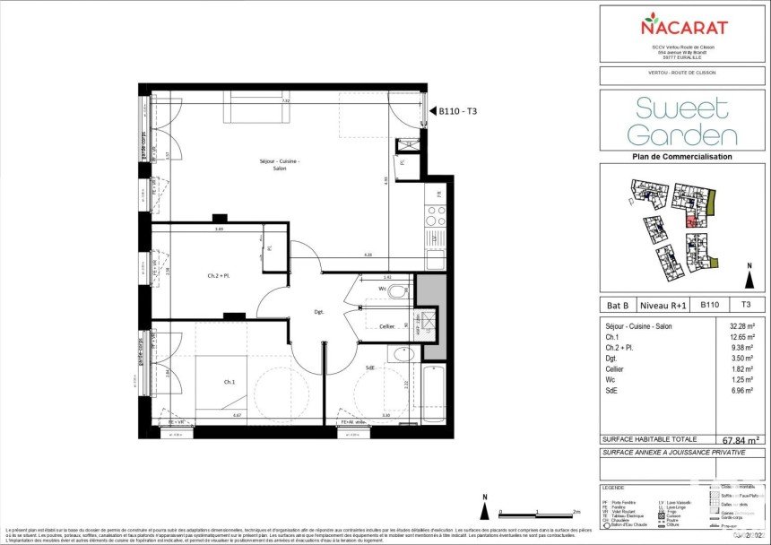 Apartment 3 rooms of 69 m² in Vertou (44120)