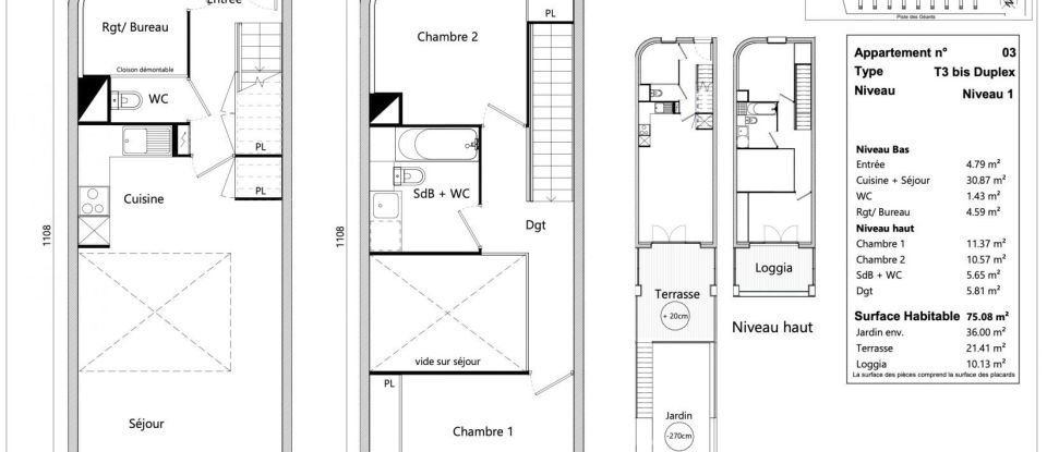 Appartement 3 pièces de 75 m² à Toulouse (31400)