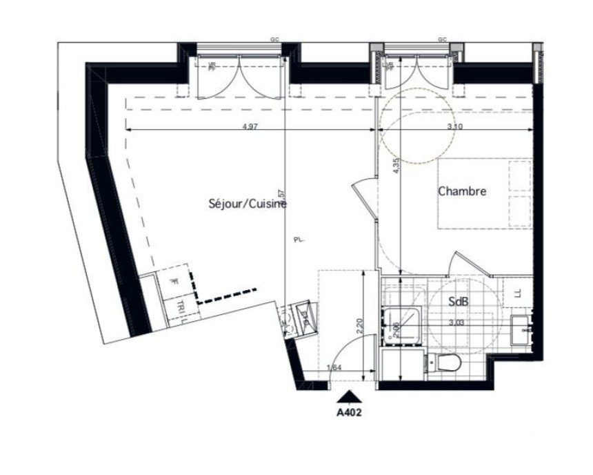 Appartement 2 pièces de 42 m² à Pontoise (95300)