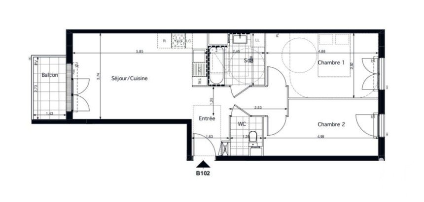 Apartment 3 rooms of 61 m² in Pontoise (95300)