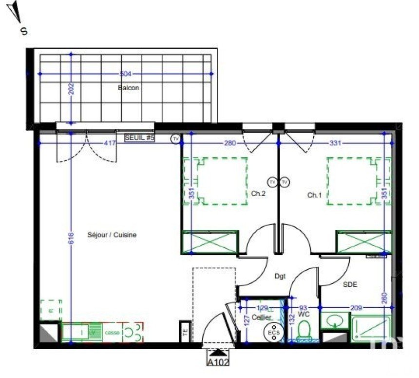 Appartement 3 pièces de 62 m² à Vic-la-Gardiole (34110)