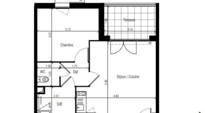 Appartement 2 pièces de 41 m² à Sète (34200)