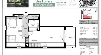 Appartement 3 pièces de 62 m² à Le Taillan-Médoc (33320)