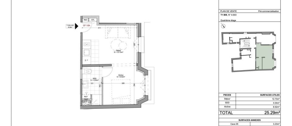 Appartement 1 pièce de 26 m² à Paris (75015)