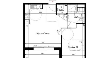 Apartment 2 rooms of 46 m² in Provins (77160)
