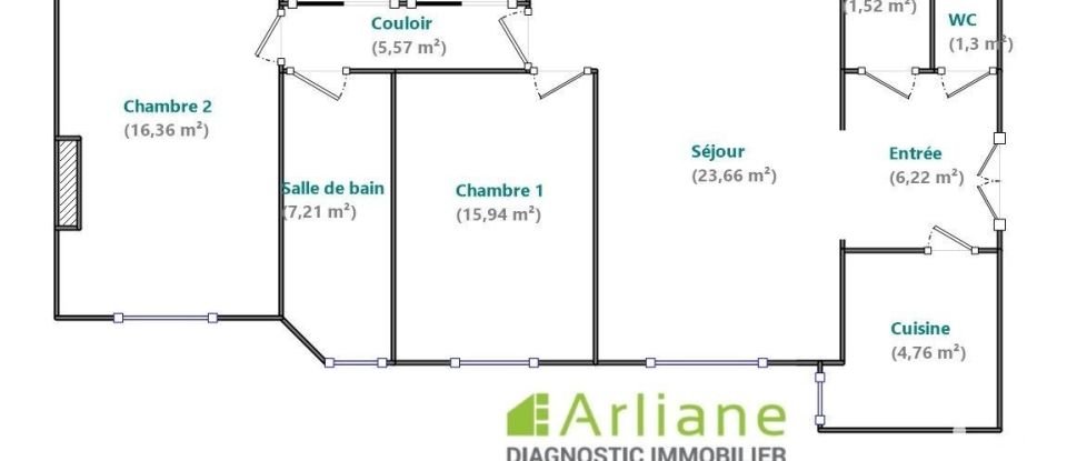 Appartement 3 pièces de 82 m² à Paris (75116)