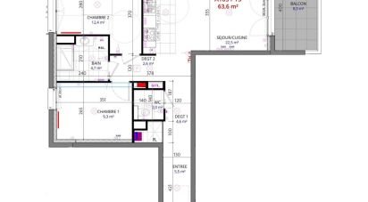 Apartment 3 rooms of 63 m² in Metz (57000)