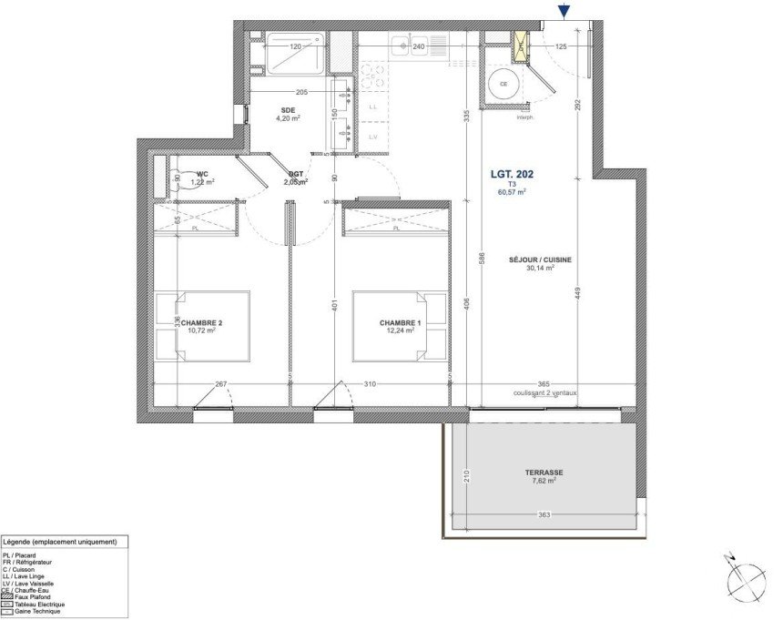 Appartement 3 pièces de 60 m² à Sète (34200)