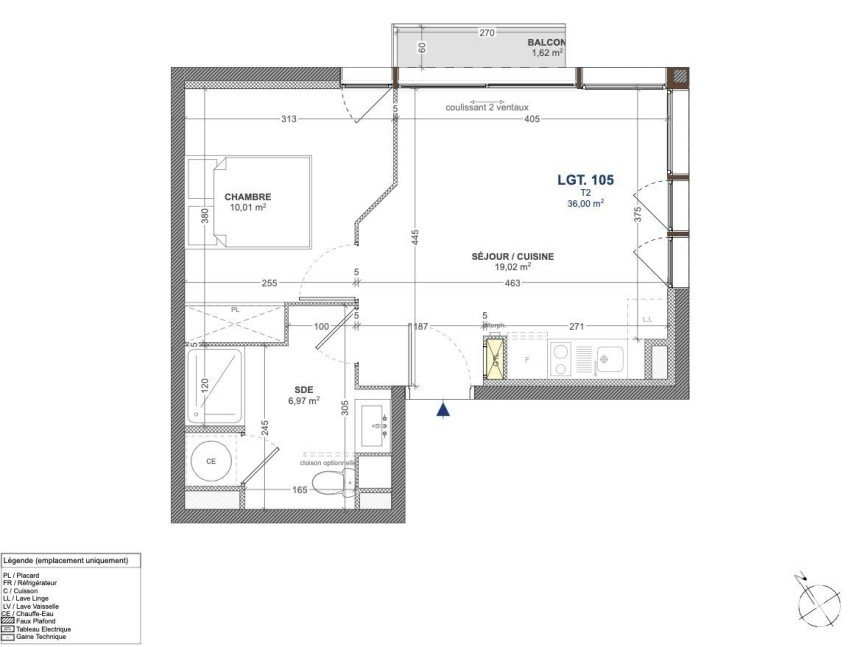 Appartement 2 pièces de 36 m² à Sète (34200)