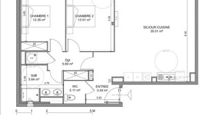 Appartement 3 pièces de 78 m² à Sète (34200)