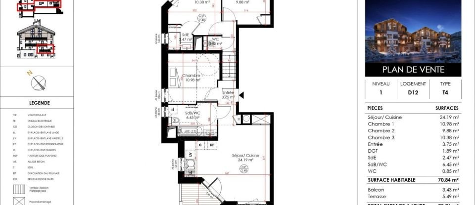 Appartement 4 pièces de 70 m² à Huez (38750)