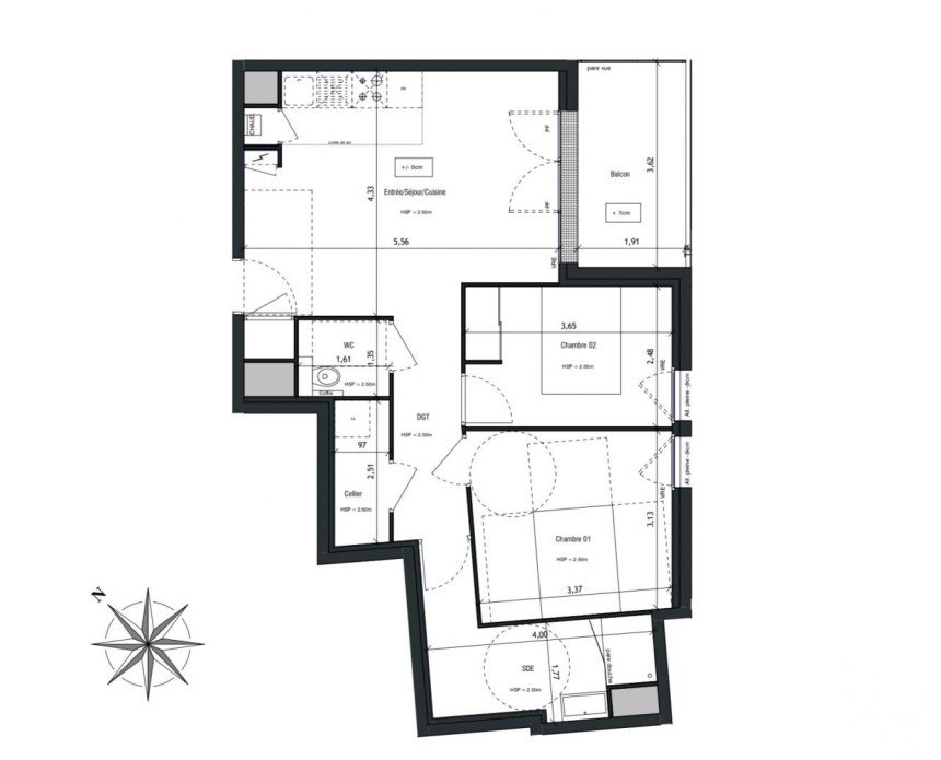 Appartement 3 pièces de 60 m² à Vannes (56000)