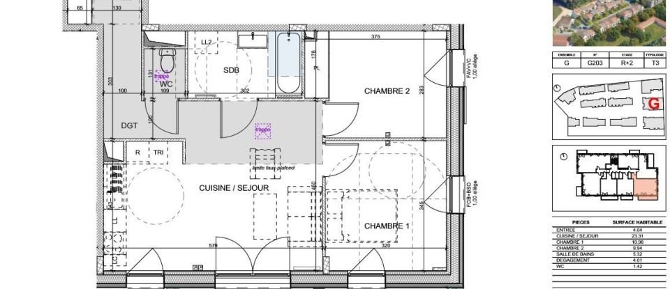 Appartement 3 pièces de 59 m² à Coupvray (77700)