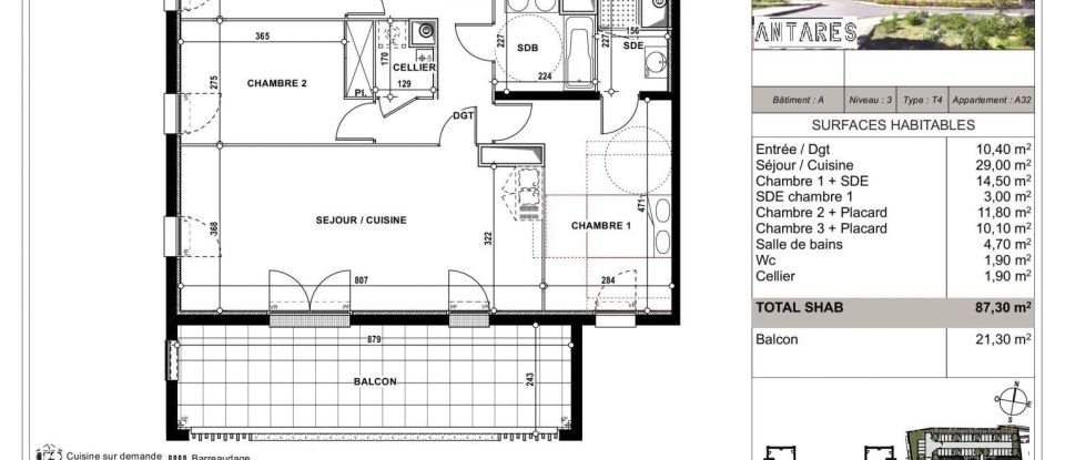 Appartement 4 pièces de 87 m² à Lons (64140)