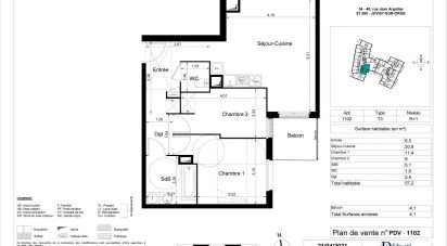 Appartement 3 pièces de 58 m² à Juvisy-sur-Orge (91260)
