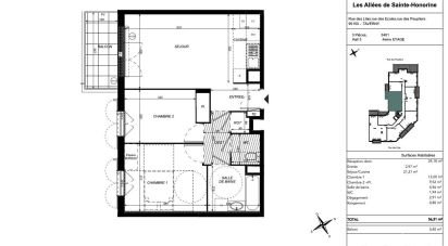Apartment 3 rooms of 56 m² in Taverny (95150)