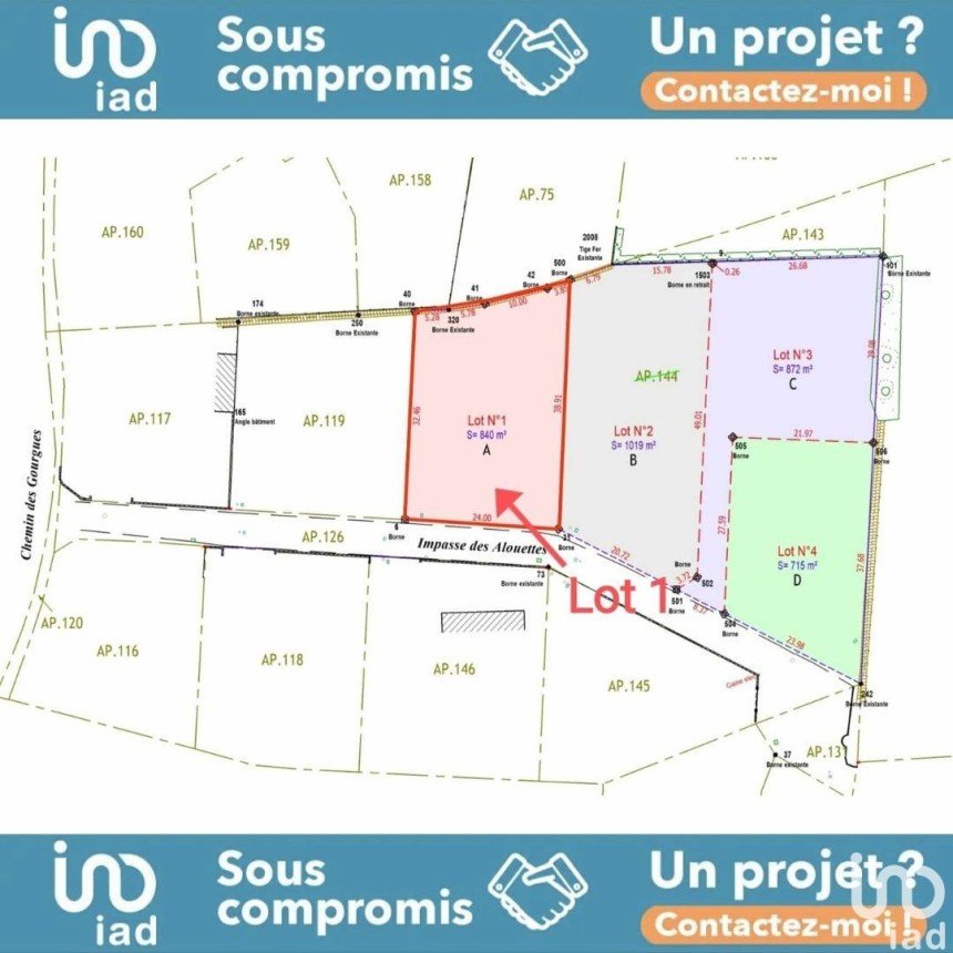 Terrain de 840 m² à Lescure-d'Albigeois (81380)