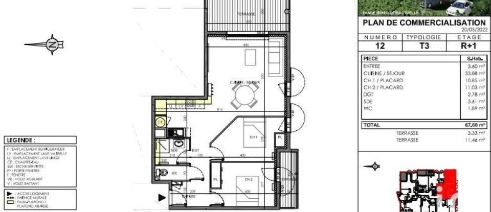 Appartement 3 pièces de 68 m² à Marguerittes (30320)
