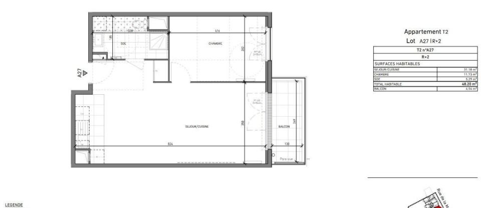 Appartement 2 pièces de 48 m² à Neuilly-Plaisance (93360)